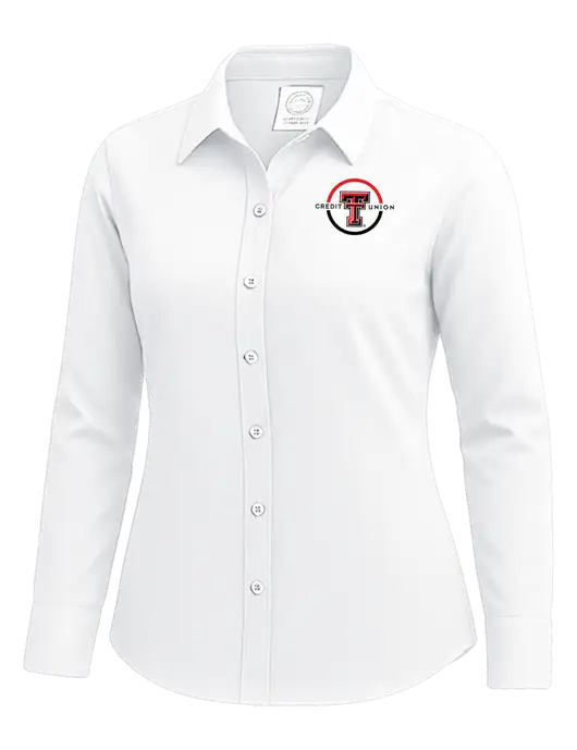 Brooks Brothers Womens White Wrinkle-Free Stretch Nailhead Shirt w/Texas Tech CU Logo
