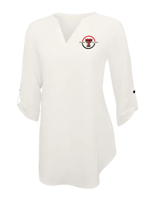 Ivory Womens 3/4 Sleeve Tunic Blouse w/Texas Tech CU Logo