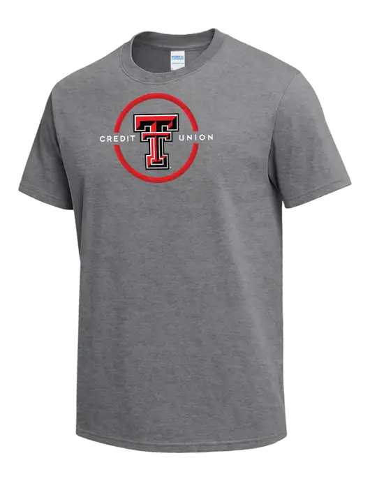 Medium Grey Heather Heavyweight 6.1 oz T-Shirt w/Texas Tech CU Logo
