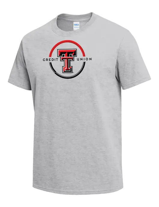Light Grey Heather Heavyweight 6.1 oz T-Shirt w/Texas Tech CU Logo