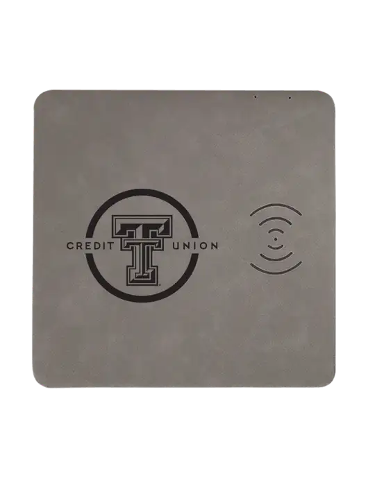 Grey Laserable Leatherette Phone Charging Mat w/Texas Tech CU Logo