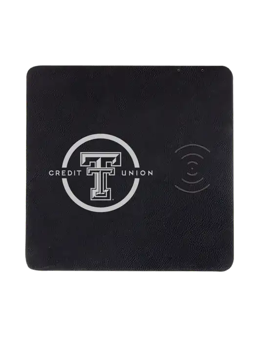 Black Laserable Leatherette Phone Charging Mat w/Texas Tech CU Logo