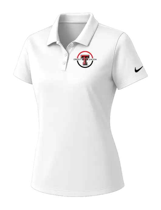 Nike Womens White Dry Essential Solid Polo w/Texas Tech CU Logo