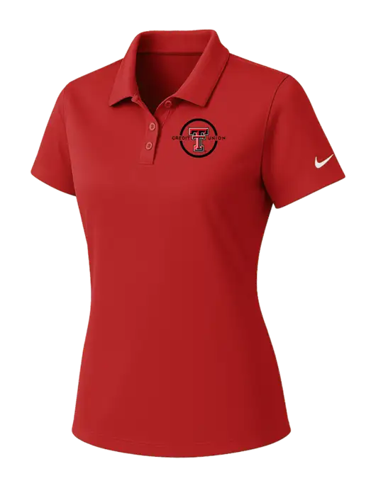 Nike Womens Red Dry Essential Solid Polo w/Texas Tech CU Logo