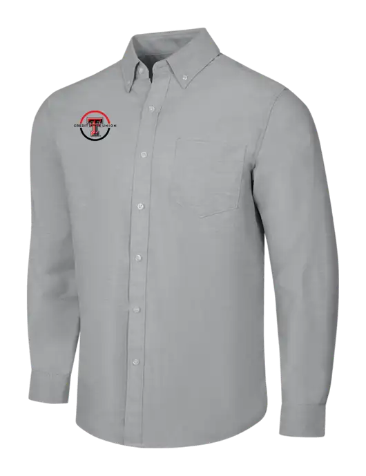 Light Grey SuperPro Oxford Shirt w/Texas Tech CU Logo