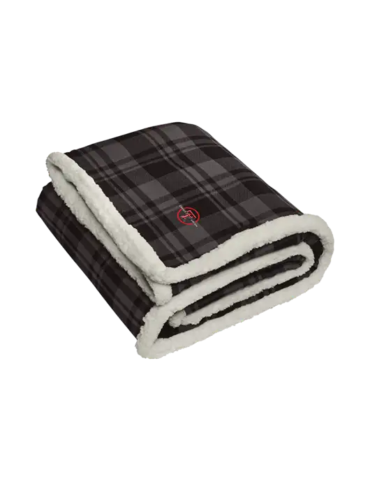 Charcoal/Medium Grey Flannel  Sherpa Blanket w/Texas Tech CU Logo