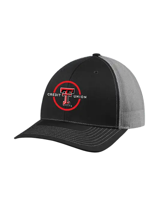 Richardson Adjustable Snapback Original 112 Trucker Cap Black w/Charcoal Mesh w/Texas Tech CU Logo