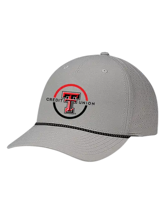 Richardson Laser Perf Performance Light Grey/Black-Grey Rope Cap w/Texas Tech CU Logo