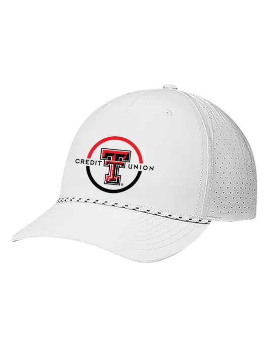 Richardson Laser Perf Performance White/White-Black Rope Cap w/Texas Tech CU Logo
