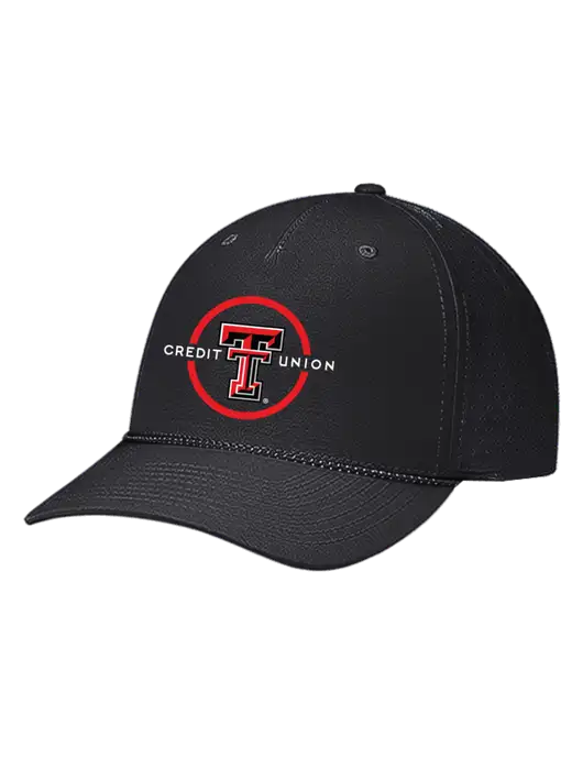 Richardson Laser Perf Performance Black/Black-Grey Rope Cap w/Texas Tech CU Logo
