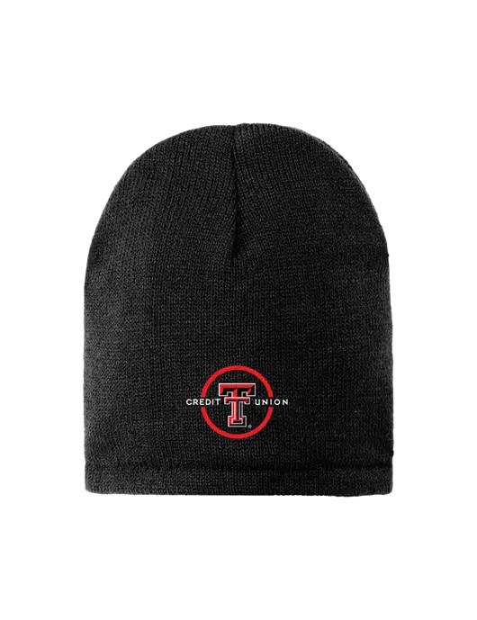 Black Fleece-Lined Beanie Cap w/Texas Tech CU Logo