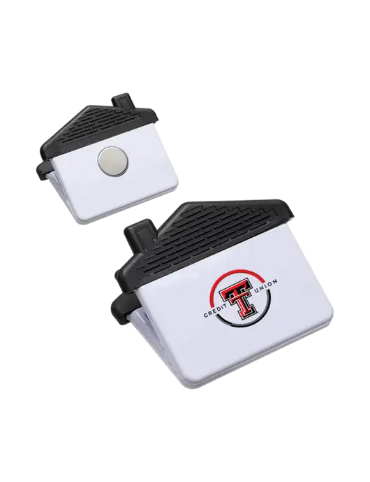 White Happy Home Power Clip

 w/Texas Tech CU Logo