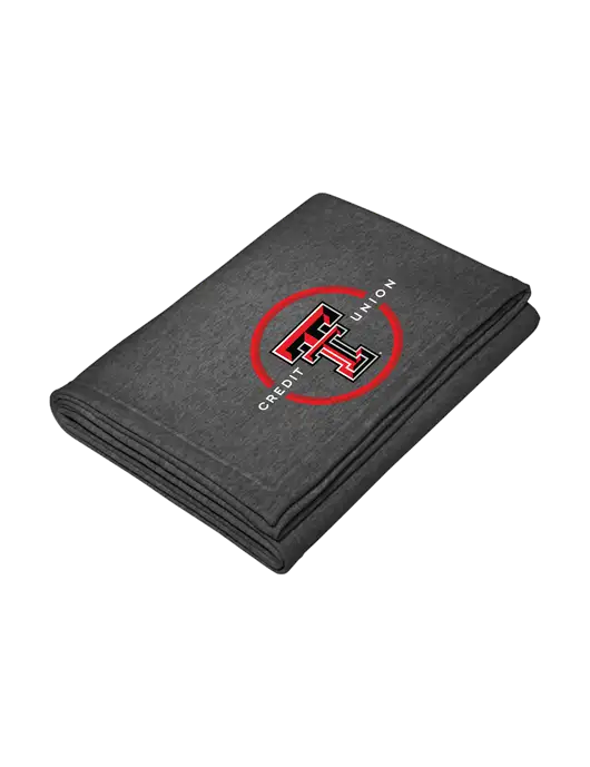 Core Dark Grey Heather Fleece Sweatshirt Blanket w/Texas Tech CU Logo