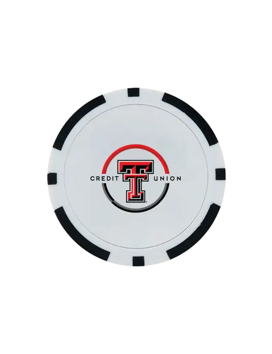 Black Poker Chip Ball Marker w/Texas Tech CU Logo