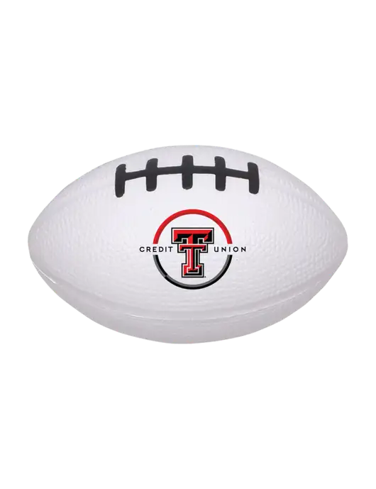 White Stress Reliever Football w/Texas Tech CU Logo