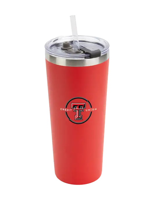Brighton Red 20 oz Insulated Tumbler & Straw w/Texas Tech CU Logo