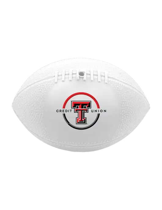 7” Durable White Vinyl Football w/Texas Tech CU Logo