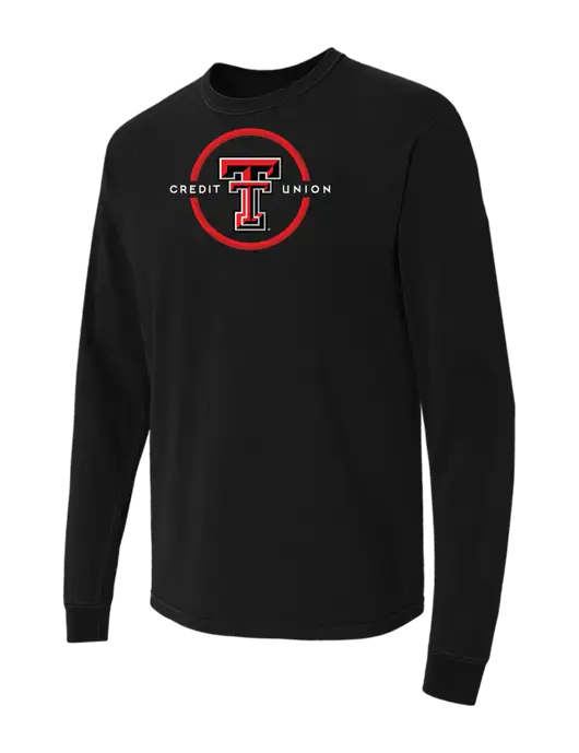 Comfort Colors Garment-Dyed Black Heavyweight Long Sleeve T-Shirt w/Texas Tech CU Logo