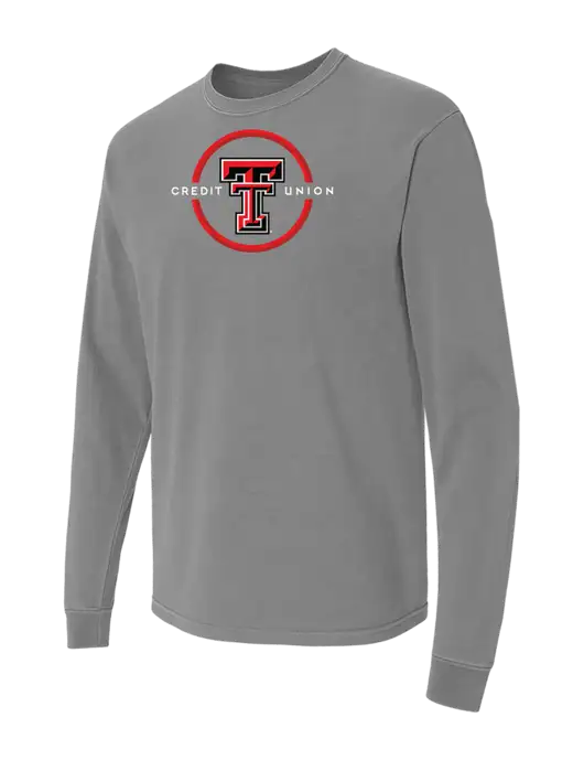 Comfort Colors Garment-Dyed Medium Grey Heavyweight Long Sleeve T-Shirt w/Texas Tech CU Logo