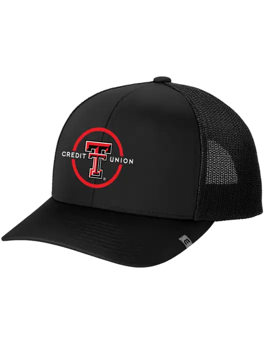 TravisMathew Black Cruz Trucker Cap w/Texas Tech CU Logo
