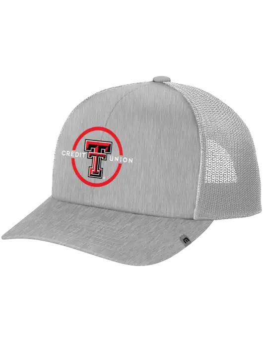 TravisMathew Light Medium Grey Heather Cruz Trucker Cap w/Texas Tech CU Logo