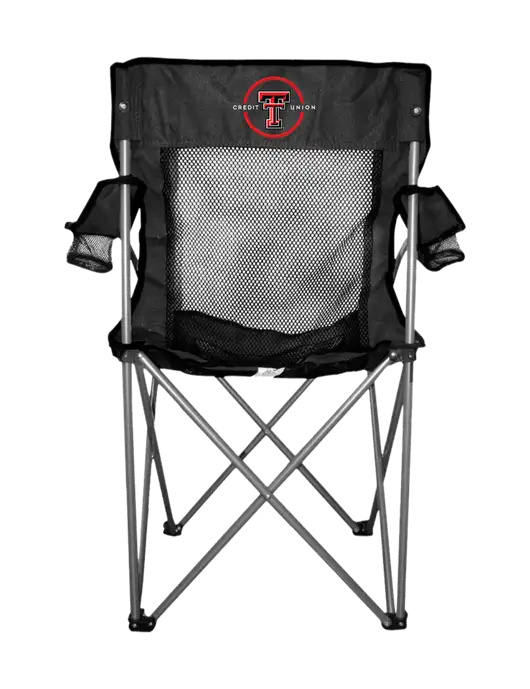 Titan Black/Black Mesh Folding Chair w/Texas Tech CU Logo