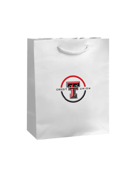 White Gift Bag Gloss 8x10 w/Texas Tech CU Logo
