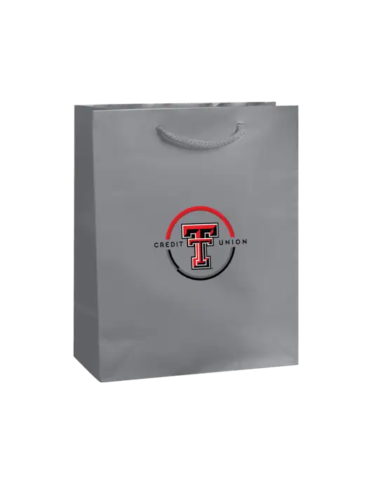 Light Grey Gift Bag Gloss 8x10 w/Texas Tech CU Logo