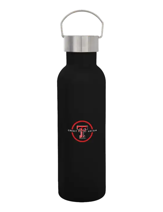 28 oz Black Bubbli Stainless Steel Bottle w/Texas Tech CU Logo