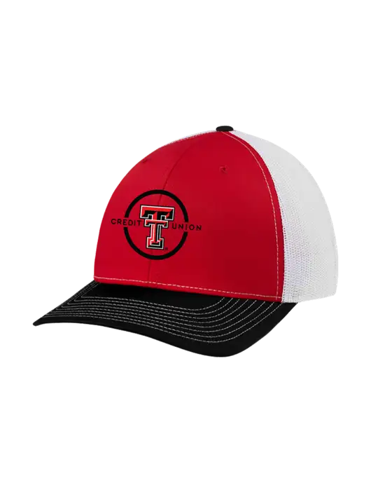 Richardson Adjustable Snapback Original 112 Trucker Cap Black/Red/White Mesh w/Texas Tech CU Logo