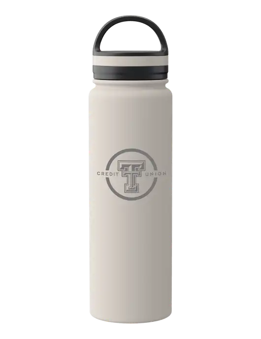 34oz Wide Mouth Stainless Steel Light Taupe Bottle w/Texas Tech CU Logo