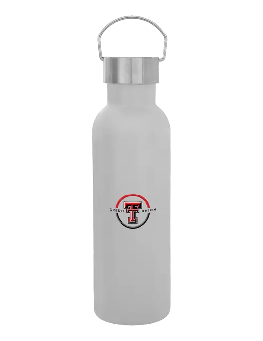 28 oz White Bubbli Stainless Steel Bottle w/Texas Tech CU Logo