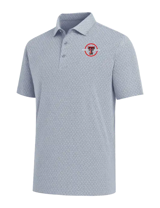 Callaway All-Over Stitched Medium Grey Chev Polo  w/Texas Tech CU Logo