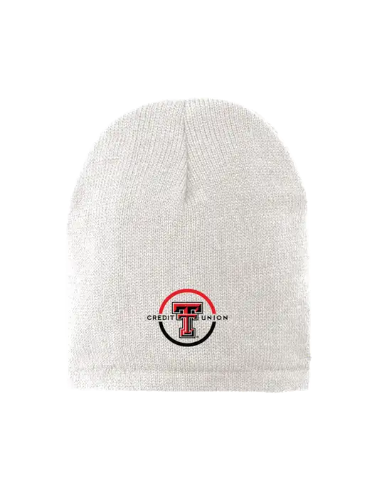 White Fleece-Lined Beanie Cap w/Texas Tech CU Logo
