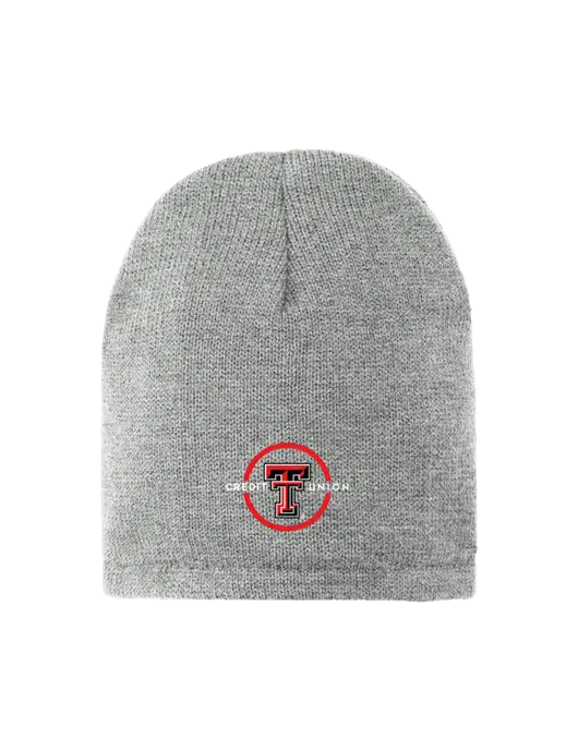 Dark Medium Grey Fleece-Lined Beanie Cap w/Texas Tech CU Logo