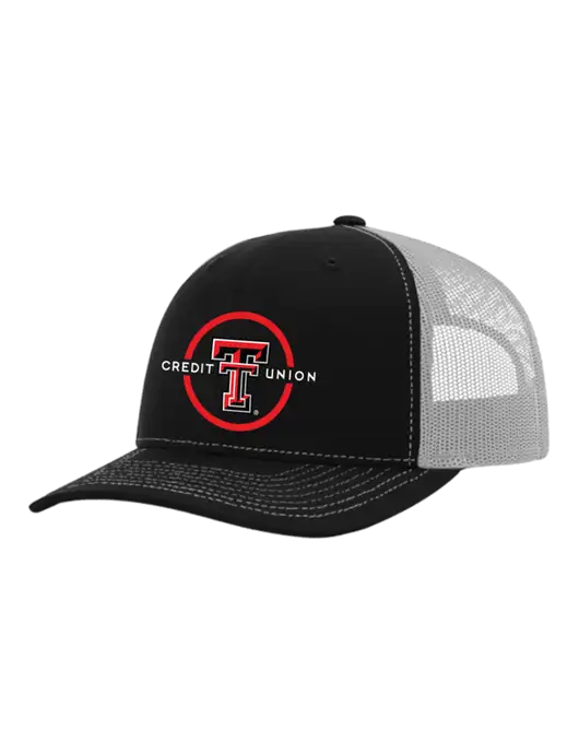 Richardson Adjustable Snapback Original 112 Trucker Cap Black w/White Mesh w/Texas Tech CU Logo