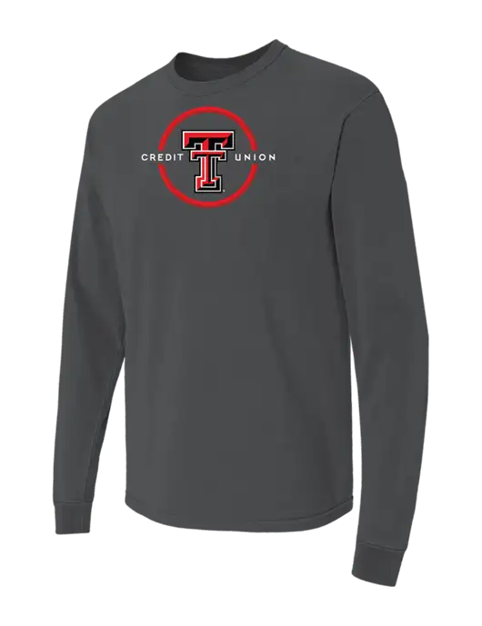 Comfort Colors Garment-Dyed Dark Grey Heather Heavyweight Long Sleeve T-Shirt w/Texas Tech CU Logo