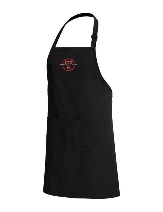 Easy Care Extra Long Bib Black Apron with Stain Release w/Texas Tech CU Logo