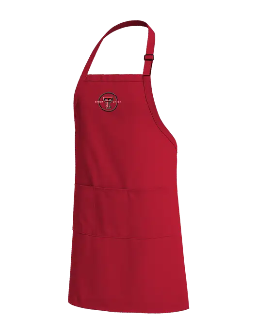 Easy Care Extra Long Bib Red Apron with Stain Release w/Texas Tech CU Logo