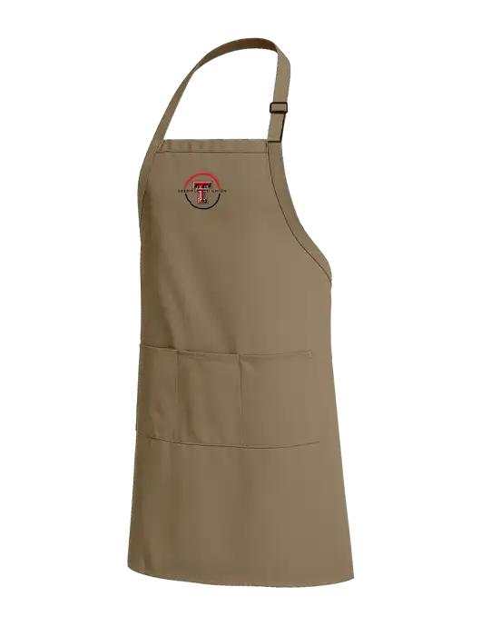 Easy Care Extra Long Bib Dark Tan Apron with Stain Release w/Texas Tech CU Logo