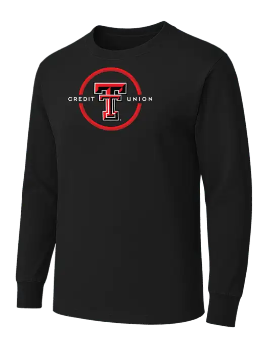Black Heavyweight Long Sleeve 6.1 oz T-Shirt w/Texas Tech CU Logo