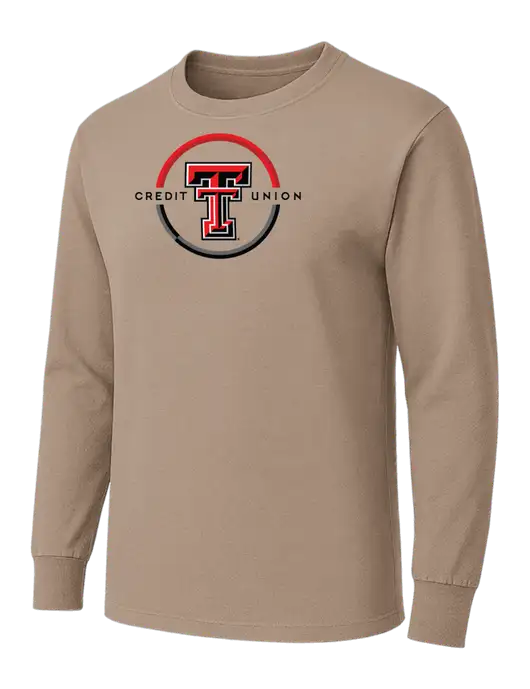 Dark Tan Heavyweight Long Sleeve 6.1 oz T-Shirt w/Texas Tech CU Logo