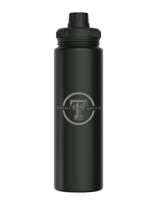 Liquid Life Black Sport Bottle w/Texas Tech CU Logo