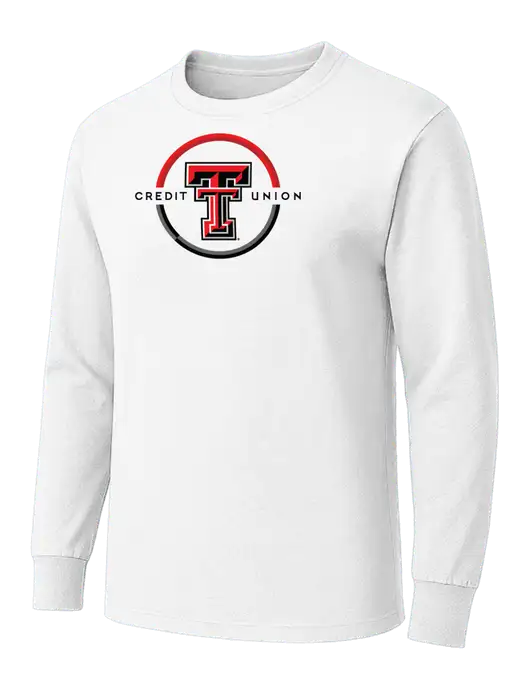 White Heavyweight Long Sleeve 6.1 oz T-Shirt w/Texas Tech CU Logo