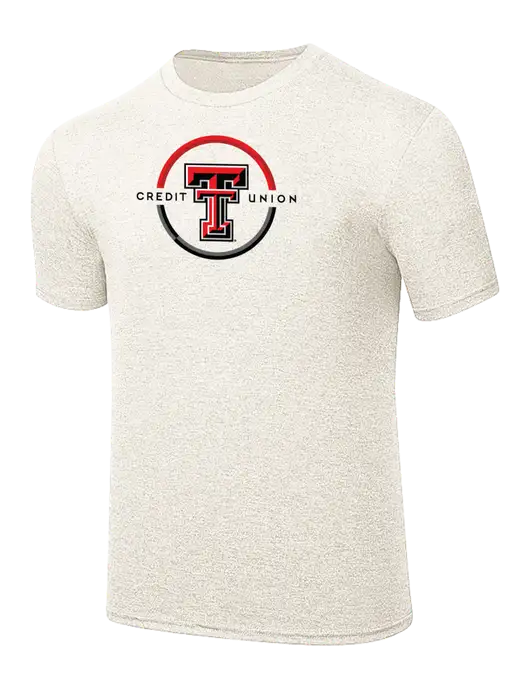 Simply Soft Very Light Tan Heather 4.5oz Poly/Combed Ring Spun Cotton T-Shirt w/Texas Tech CU Logo