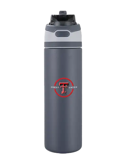 Medium Dark Grey Sip or Flip Lid Tumbler w/Texas Tech CU Logo