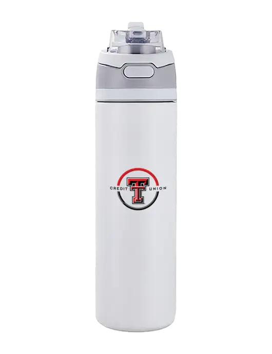 White Sip or Flip Lid Tumbler w/Texas Tech CU Logo