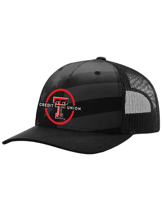 Richardon Five Panel Stars and Stripes Trucker Cap w/Texas Tech CU Logo