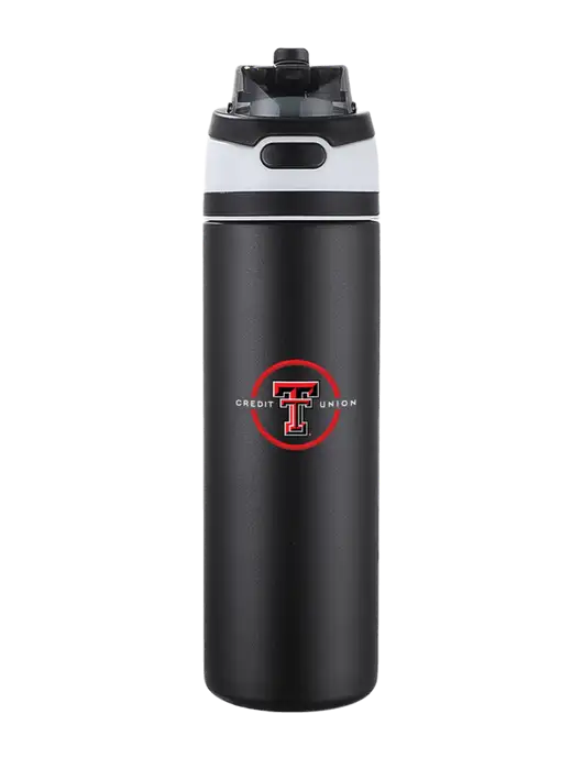 Black Sip or Flip Lid Tumbler w/Texas Tech CU Logo